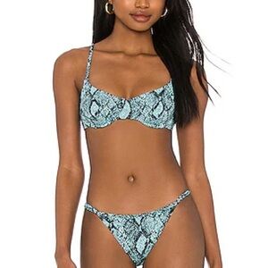 Solid & Striped Blue & Black Snakeskin Bikini Set – Top XS / Bottom M